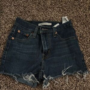 Levi's Blue Jean Shorts High-Waisted Distressed